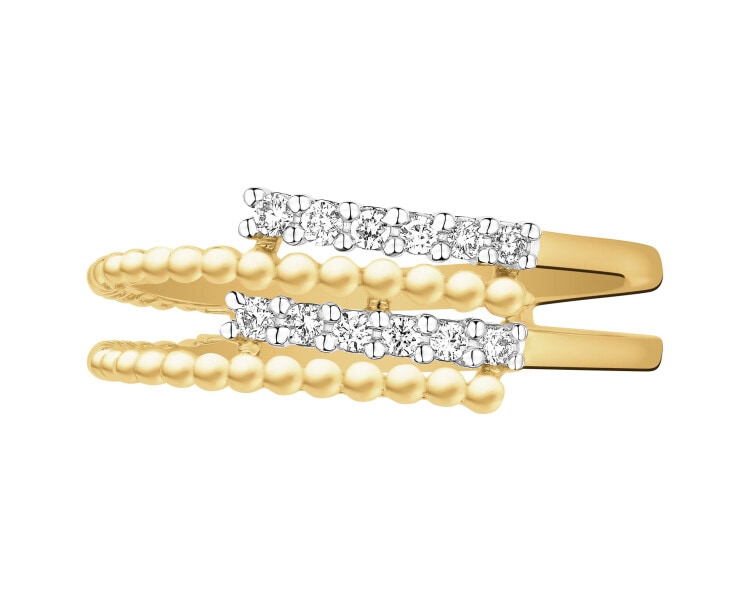 Pierścionek z żółtego złota z brylantami - 0,10 ct - próba 585
