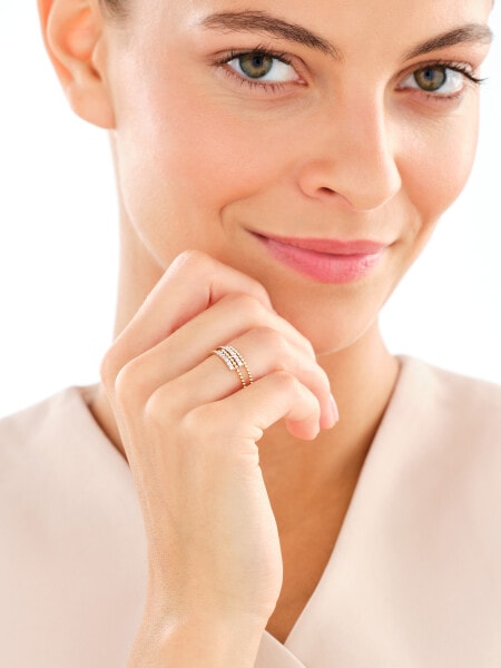 14 K Rhodium-Plated Yellow Gold Ring with Diamonds - 0,10 ct - fineness 14 K