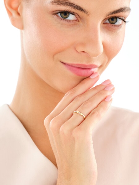 9 K Rhodium-Plated Yellow Gold Ring with Diamonds - 0,01 ct - fineness 9 K