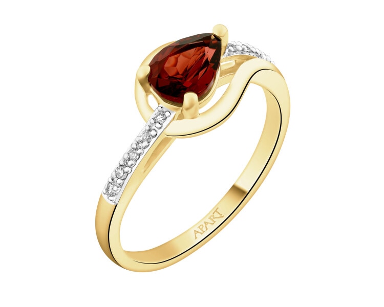 14 K Rhodium-Plated Yellow Gold Ring  - fineness 14 K