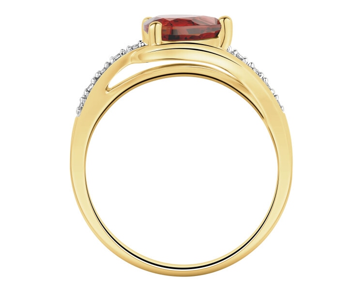 14 K Rhodium-Plated Yellow Gold Ring  - fineness 14 K