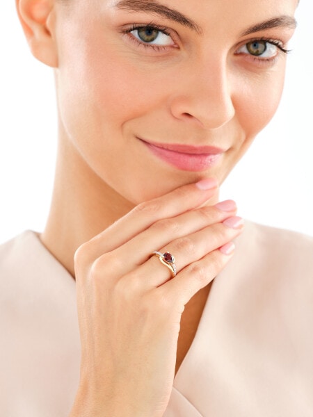 14 K Rhodium-Plated Yellow Gold Ring  - fineness 14 K