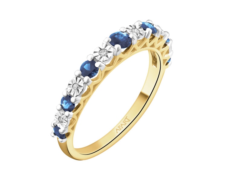 14 K Rhodium-Plated Yellow Gold Ring  - fineness 14 K