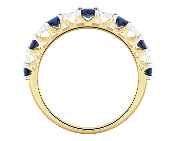 14 K Rhodium-Plated Yellow Gold Ring  - fineness 14 K