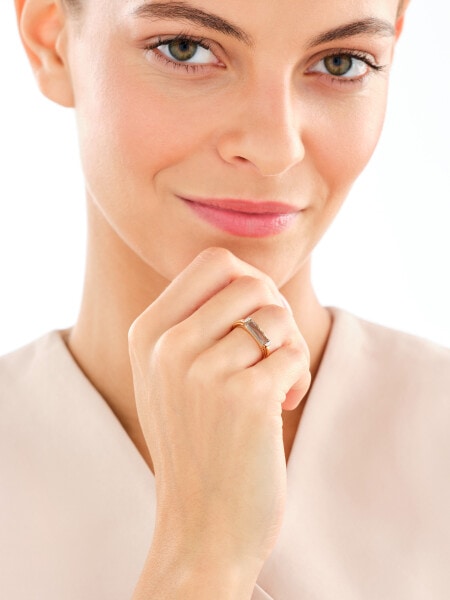 14 K Rhodium-Plated Yellow Gold Ring  - fineness 14 K