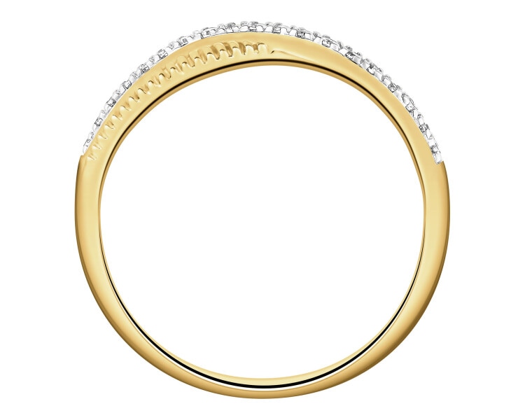 Pierścionek z żółtego złota z diamentami - 0,10 ct - próba 585