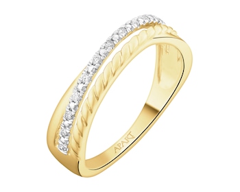 Pierścionek z żółtego złota z brylantami - 0,07 ct - próba 585