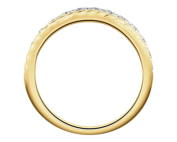 Pierścionek z żółtego złota z brylantami - 0,07 ct - próba 585