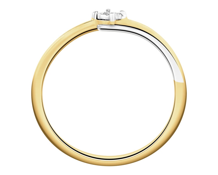 Pierścionek z żółtego i białego złota z brylantem - 0,04 ct - próba 585