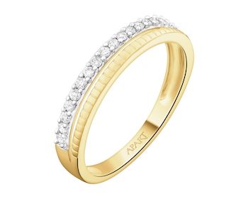 Pierścionek z żółtego złota z brylantami - 0,16 ct - próba 585