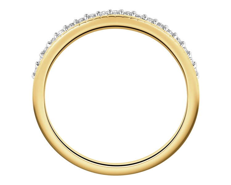 Pierścionek z żółtego złota z brylantami - 0,16 ct - próba 585