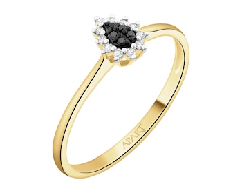 Pierścionek z żółtego złota z diamentami - 0,05 ct - próba 375