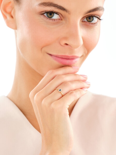 9 K Yellow Gold Vermeil And Ruthenium Plated Ring - 0,05 ct - fineness 9 K