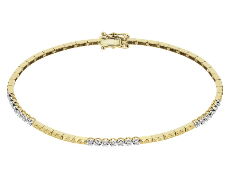 Bransoletka z żółtego złota z brylantami  - 18 cm - 0,13 ct - próba 585