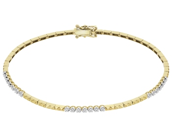 Bransoletka z żółtego złota z brylantami  - 18 cm - 0,13 ct - próba 585