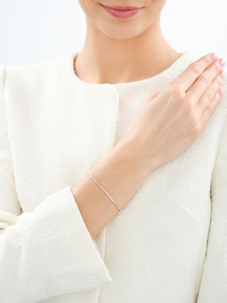 14 K Rhodium-Plated Yellow Gold Bracelet with Diamonds - 0,13 ct - fineness 14 K