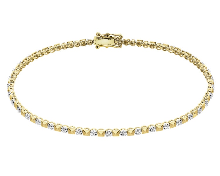 Bransoletka z żółtego złota z brylantami  - 18 cm - 0,25 ct - próba 585