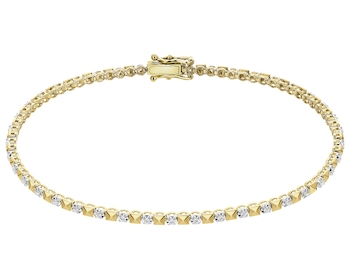 Bransoletka z żółtego złota z brylantami  - 18 cm - 0,25 ct - próba 585