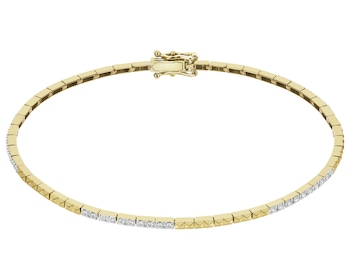 Bransoletka z żółtego złota z brylantami  - 18 cm - 0,30 ct - próba 585