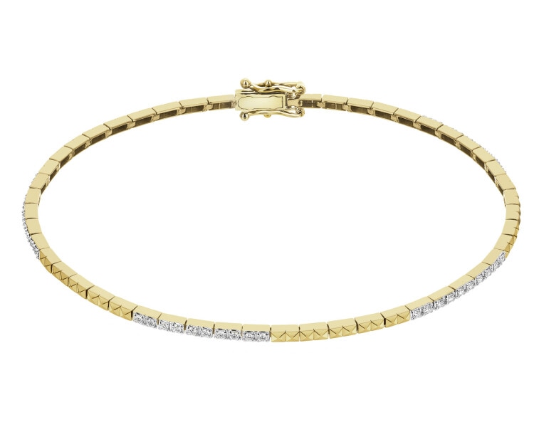 Bransoletka z żółtego złota z brylantami  - 19 cm - 0,30 ct - próba 585