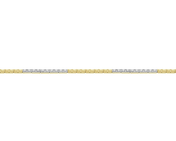 Bransoletka z żółtego złota z brylantami  - 19 cm - 0,30 ct - próba 585