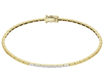 Bransoletka z żółtego złota z brylantami  - 18 cm - 0,08 ct - próba 585