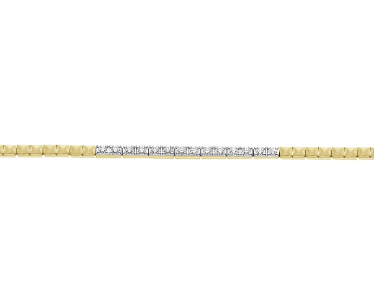 Bransoletka z żółtego złota z brylantami  - 18 cm - 0,08 ct - próba 585