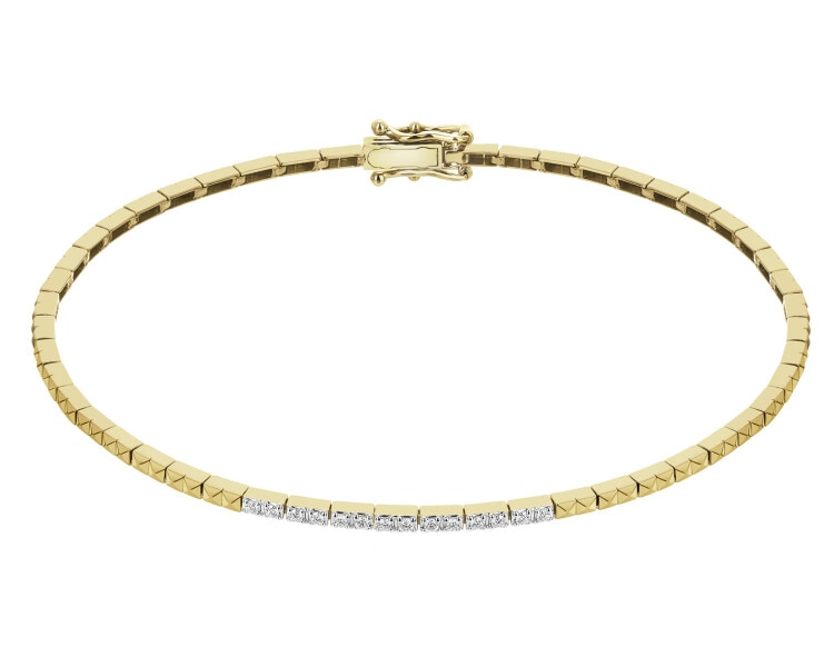 Bransoletka z żółtego złota z brylantami  - 19 cm - 0,09 ct - próba 585