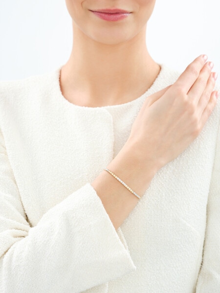 14 K Rhodium-Plated Yellow Gold Bracelet with Diamonds - 0,59 ct - fineness 14 K