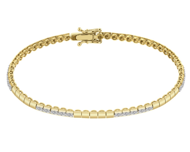 Bransoletka z żółtego złota z brylantami  - 19 cm - 0,60 ct - próba 585