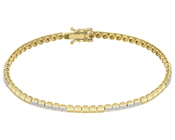 Bransoletka z żółtego złota z brylantami  - 19 cm - 0,60 ct - próba 585
