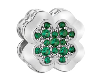 Zawieszka srebrna beads z kryształami - koniczyna