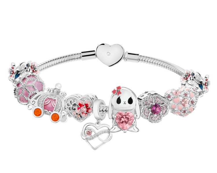Bransoleta beads zestaw - kwiaty, serce, motyl, nieskończoność, karoca, zajączek