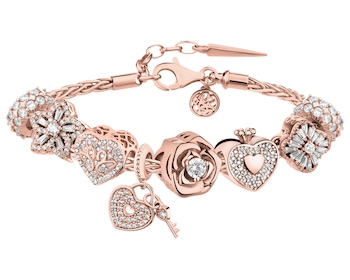 Bransoleta beads zestaw - kwiat, róża, serce, łabędzie, kluczyk, korona