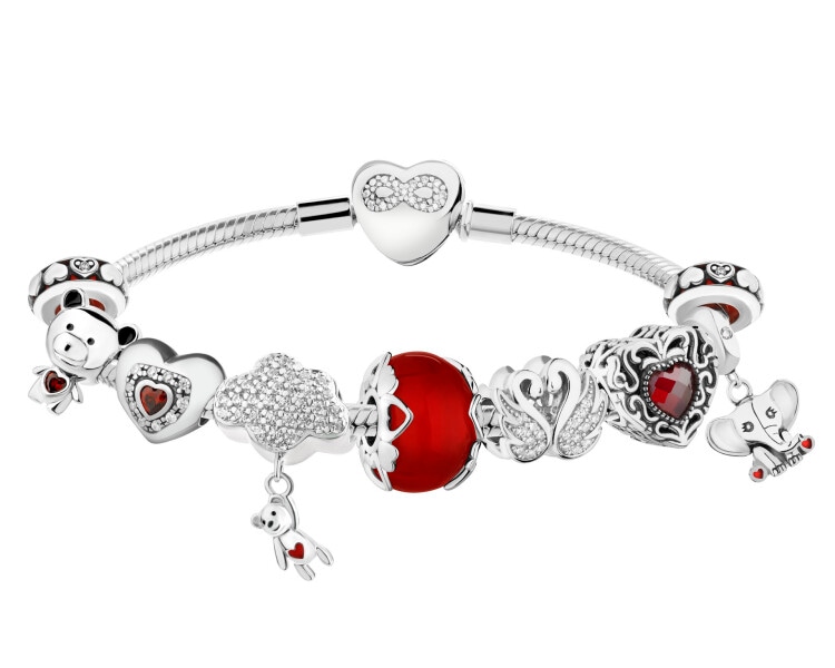 Bransoleta beads zestaw - serce, miś, łabędzie, słonik, nieskończoność