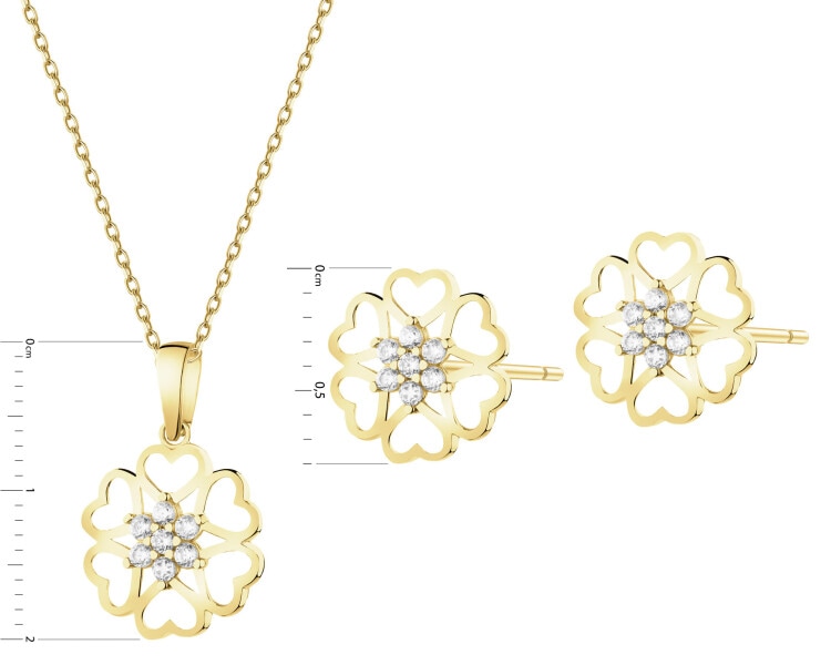 14 K Yellow Gold Set with Cubic Zirconia