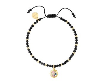 Bransoletka z mosiądzu pozłacana z turmalinami i cyrkoniami