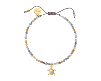 Bransoletka z mosiądzu pozłacana z cyrkoniami - żółw