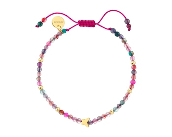 Bransoletka z mosiądzu pozłacana z agatami - motyl