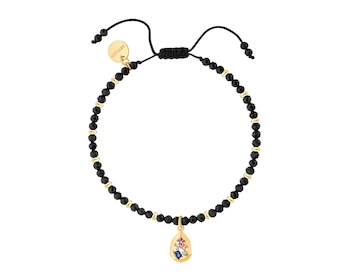 Bransoletka z mosiądzu pozłacana z turmalinami i cyrkoniami