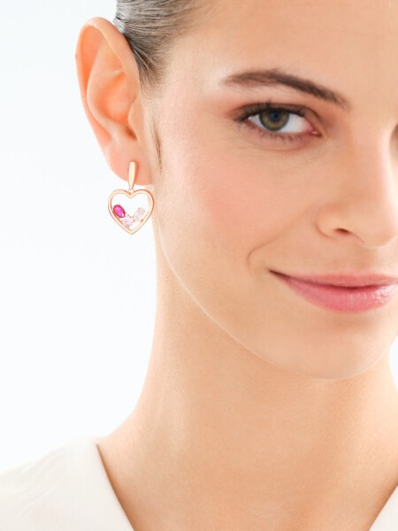 Kolczyki z mosiądzu pozłacane z cyrkoniami - serce