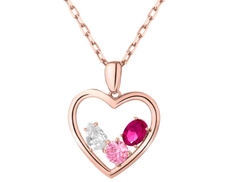 Naszyjnik z mosiądzu pozłacany z cyrkoniami - serce