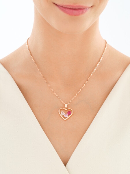 Naszyjnik z mosiądzu pozłacany z cyrkoniami - serce