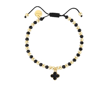 Bransoletka z mosiądzu pozłacana ze szklanymi detalami i emalią