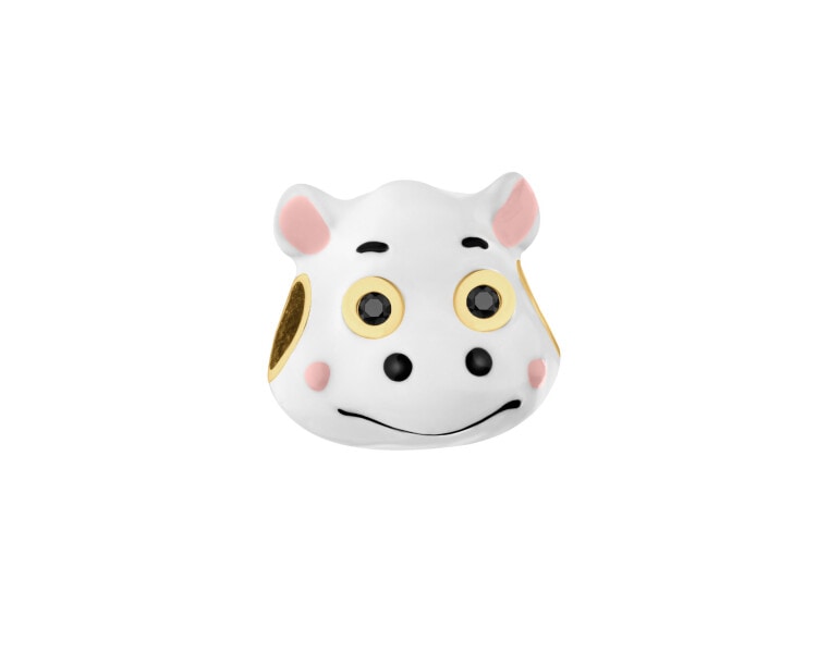 Gold-Plated Silver Beads For Kids Pendant with Cubic Zirconia