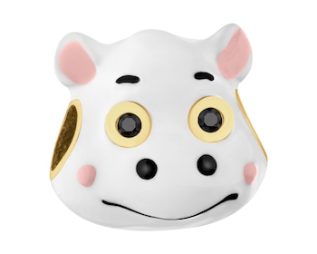 Gold-Plated Silver Beads For Kids Pendant with Cubic Zirconia