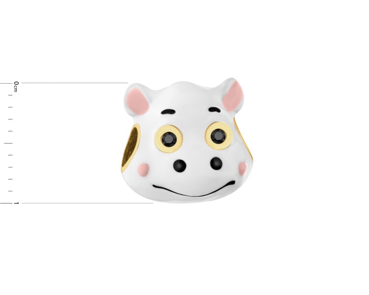 Gold-Plated Silver Beads For Kids Pendant with Cubic Zirconia