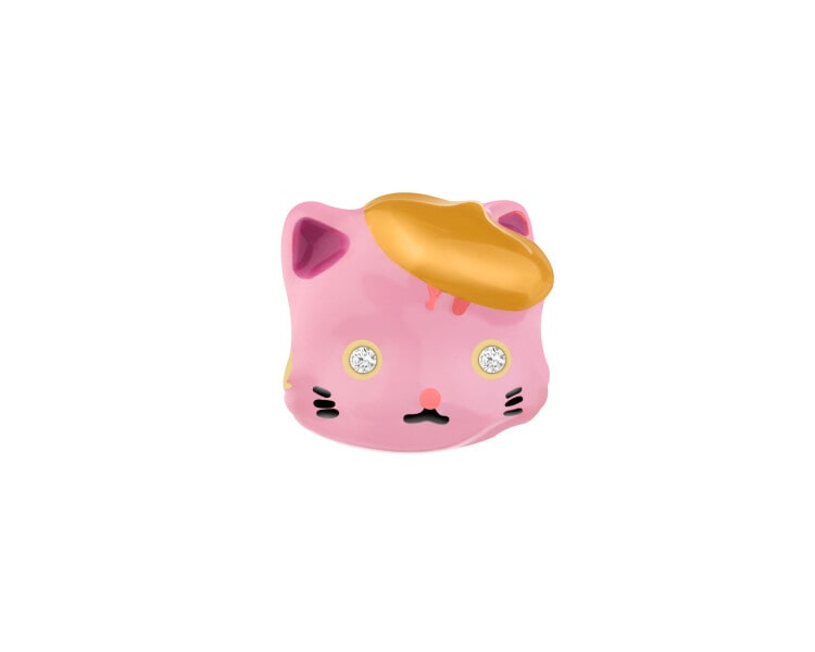 Gold-Plated Silver Beads For Kids Pendant with Cubic Zirconia