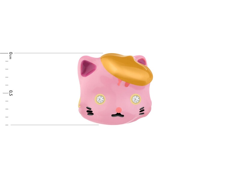 Gold-Plated Silver Beads For Kids Pendant with Cubic Zirconia