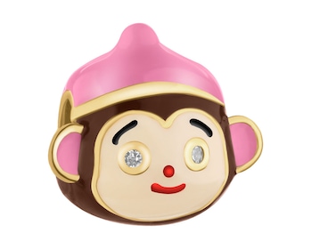 Gold-Plated Silver Beads For Kids Pendant with Cubic Zirconia